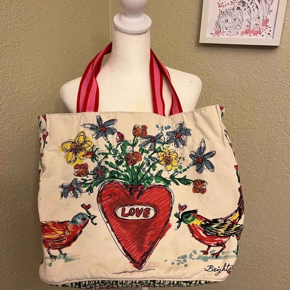 Brighton "Love Tweet" Canvas Tote Bag - Picture 2 of 11